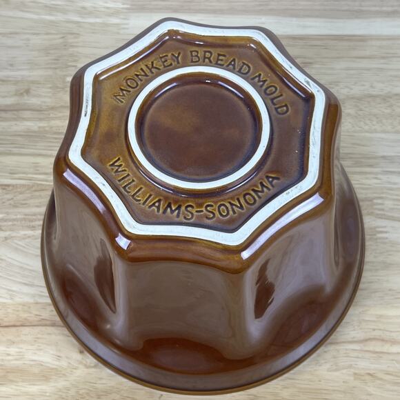 VINTAGE RETIRED WILLIAMS SONOMA GLAZED CERAMIC MONKEY BREAD MOLD - 8" - EUC - Picture 6 of 7